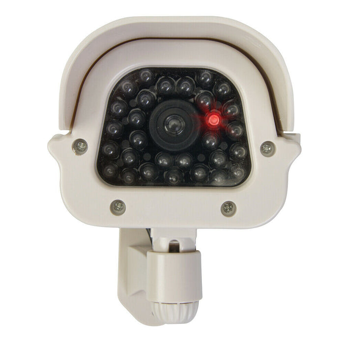 Solar Powered DUMMY CCTV Camera & LED Light Wall Mount Security Theft Deterrent Loops