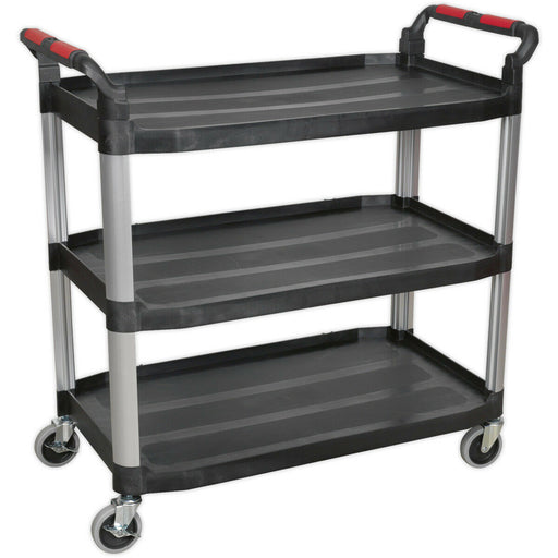 3 Level Wheeled Composite Workshop Trolley - 1140 x 513 x 960mm - 40kg Per Shelf Loops