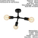 Flush 3 Bulb Ceiling Light Colour Black Arms & Lamp Holders Bulb E27 3x60W Loops