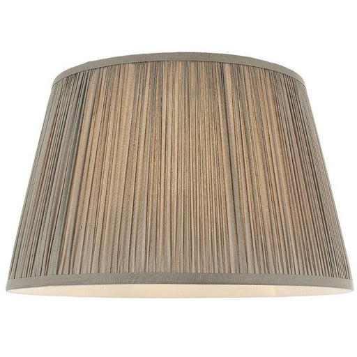 14" Elegant Round Tapered Drum Lamp Shade Charcoal Gathered Pleated Silk Cover Loops