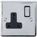 UK Plug Socket Pack -2x Twin & 4x Single Gang- CHROME / Black 13A Switched Loops