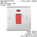 45A DP Oven Switch & Neon Light SATIN STEEL & Grey Trim Appliance Red Rocker Loops