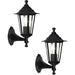 2 PACK IP44 Outdoor Wall Light Black Aluminium Lantern 1x 60W E27 Porch Lamp Loops