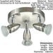 Flush 3 Spot Ceiling Light Colour Satin Nickel Chrome Shade Bulb GU10 3x3W Loops