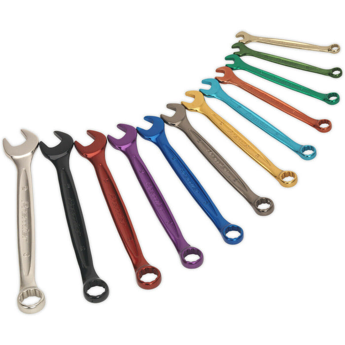 12pc MULTI COLOUR Combination Spanner Set Metric 12 Point Socket Nut Ring Wrench Loops