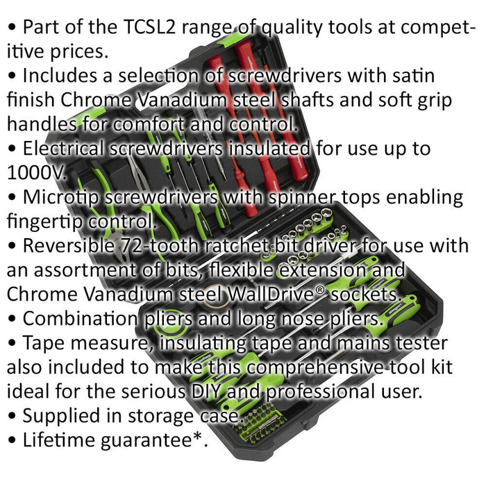 73pc Premium Tool Kit - Socket Set - Screwdriver Pliers Tape Measure & Bits Loops