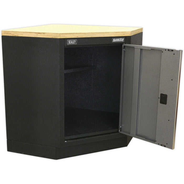 865mm Modular Corner Floor Cabinet - Adjustable Shelf - Lockable Door - 2 Keys Loops