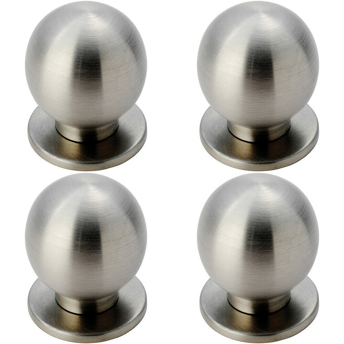 4x Small Solid Ball Cupboard Door Knob 25mm Dia Stainless Steel Cabinet Handle Loops