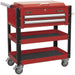 Heavy Duty Tool & Parts Trolley - 925 x 440 x 900mm - Lockable Top - Red Loops