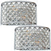 2 PACK Crystal Cage Wall Light Chrome Glass Shade Modern Twin Bulb Lounge Lamp Loops
