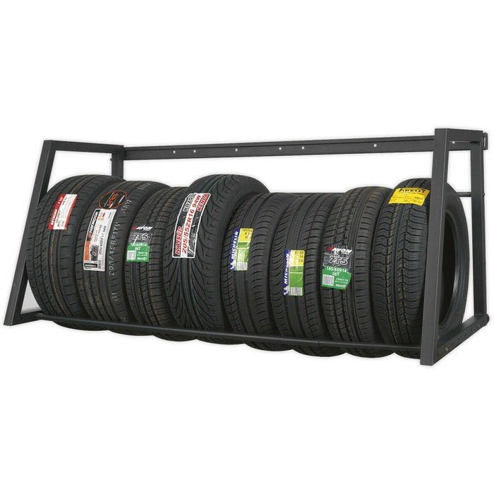 Wall or Floor Mounted Tyre Rack - Steel Construction - Adjustable Width Loops