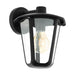 IP44 Outdoor Wall Light Black Glass Lantern 1x 60W E27 Bulb Porch Lamp Down Loops