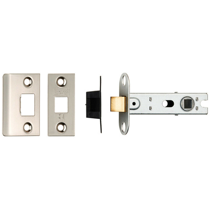 Door Handle & Latch Pack Polished Nickel Flat Straight Lever Slim Backplate Loops