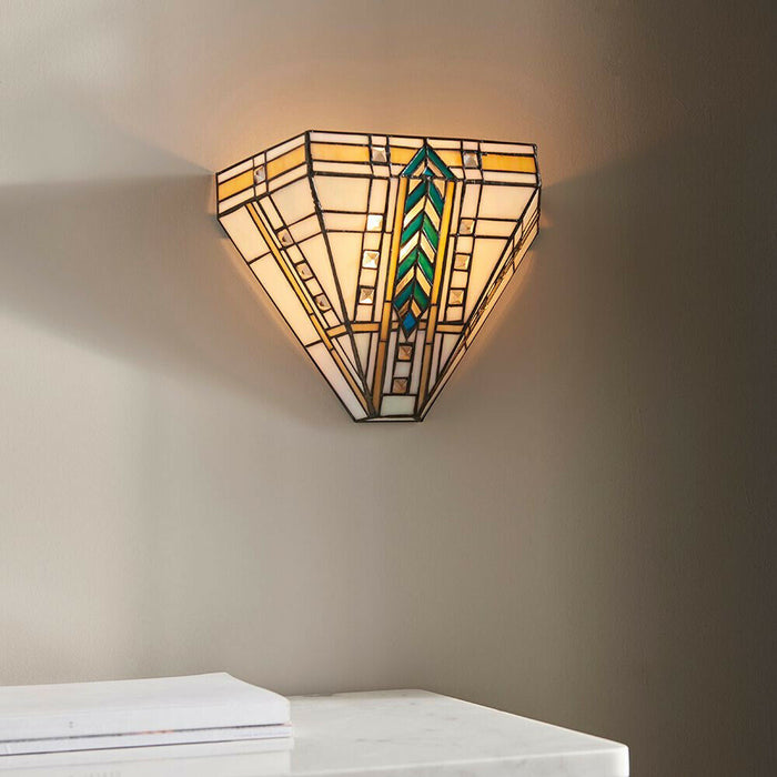 Tiffany Glass LED Wall Light - Art Deco Design - Dimmable - 40W E14 Golf Needed Loops