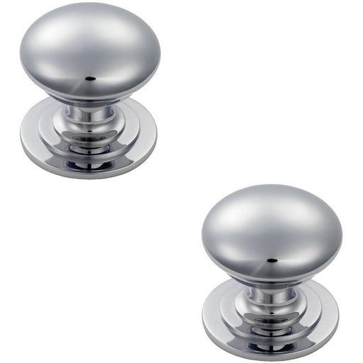 2x Victorian Round Cupboard Door Knob 32mm Dia Polished Chrome Cabinet Handle Loops