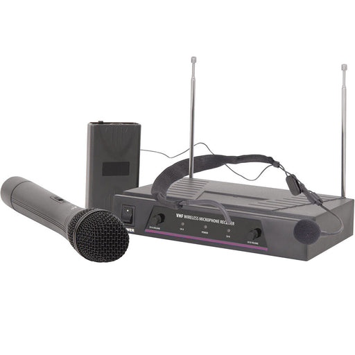 2 Channel Wireless Microphone Receiver System VHF Handheld Headset Karaoke Radio Loops