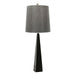 Square Table Lamp Tapered Column Dark Grey Faux Silk Shade Black LED E27 60W Loops
