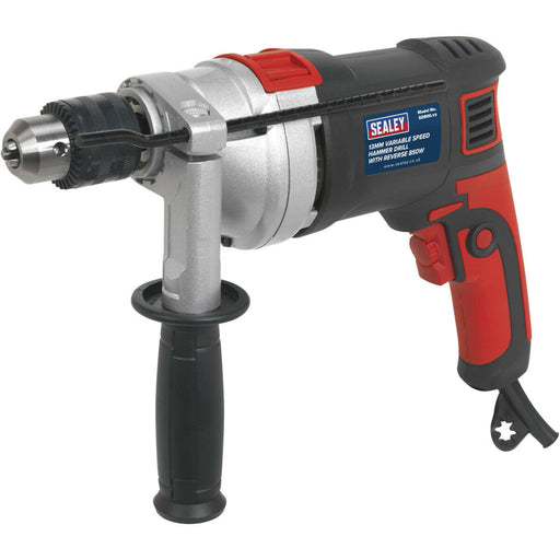 850W Heavy Duty Hammer Drill - 13mm Chuck - Variable Speed - Reverse Controls Loops