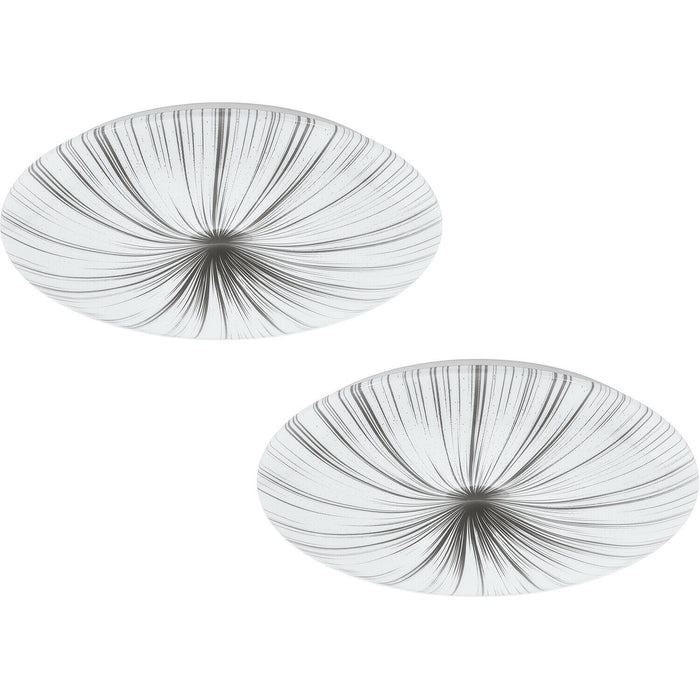 2 PACK Wall Flush Ceiling Light Colour White Shade White Silver Plastic LED 33W Loops