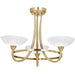 Semi Flush Ceiling Light Antique Brass & White 3 Bulb Hanging Pendant Lamp Shade Loops