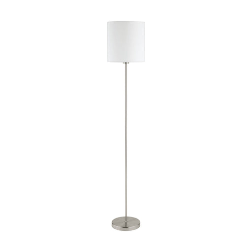 Floor Lamp Light Satin Nickel Shade White Fabric Pedal Switch Bulb E27 1x60W Loops