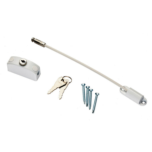 Lockable Cable Window & Door Restrictor Keys Included 215mm White PVC Loops