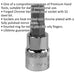 9mm Forged Hex Socket Bit - 3/8" Square Drive - Chrome Vanadium Wrench Socket Loops