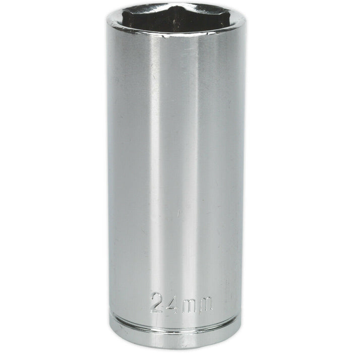 24mm Chrome Plated Deep Drive Socket - 1/2" Square Drive High Grade Carbon Steel Loops