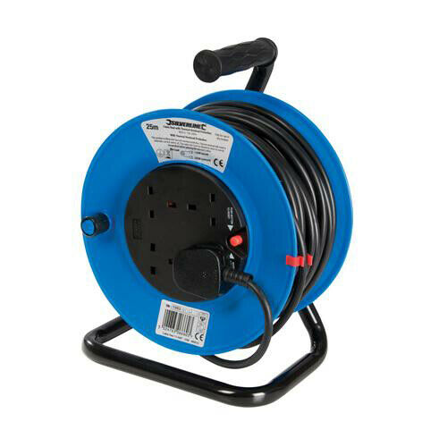50m Cable Freestanding Reel 240V 13A 4 Socket Extension Power Lead Easy Wind Loops