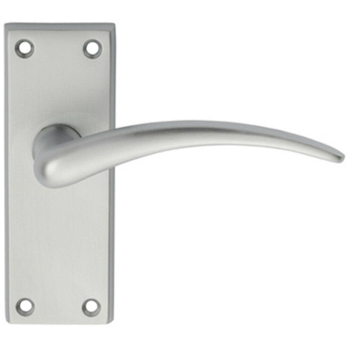 PAIR Slim Arched Door Handle on Latch Backplate 150 x 43mm Satin Chrome Loops