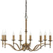 Avery Ceiling Pendant Chandelier Light 8 Lamp Antique Brass Curved Candelabra Loops