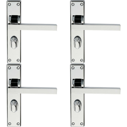 4x PAIR Straight Square Handle on Bathroom Backplate 180 x 40mm Polished Chrome Loops