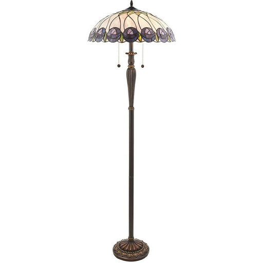 Tiffany Glass Floor Lamp - Mackintosh Style Rose - Dark Bronze Finish - LED Lamp Loops
