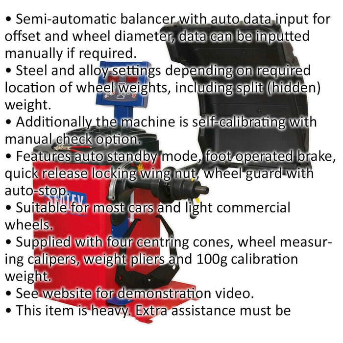 Semi Automatic Wheel Balancer - 28" Max Wheel Rim - Self Calibrating Alignment Loops