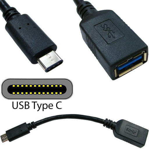 0.15m USB 3.0 Type C Male to Socket Adapter Cable Lead Mini Phone Power Charger Loops