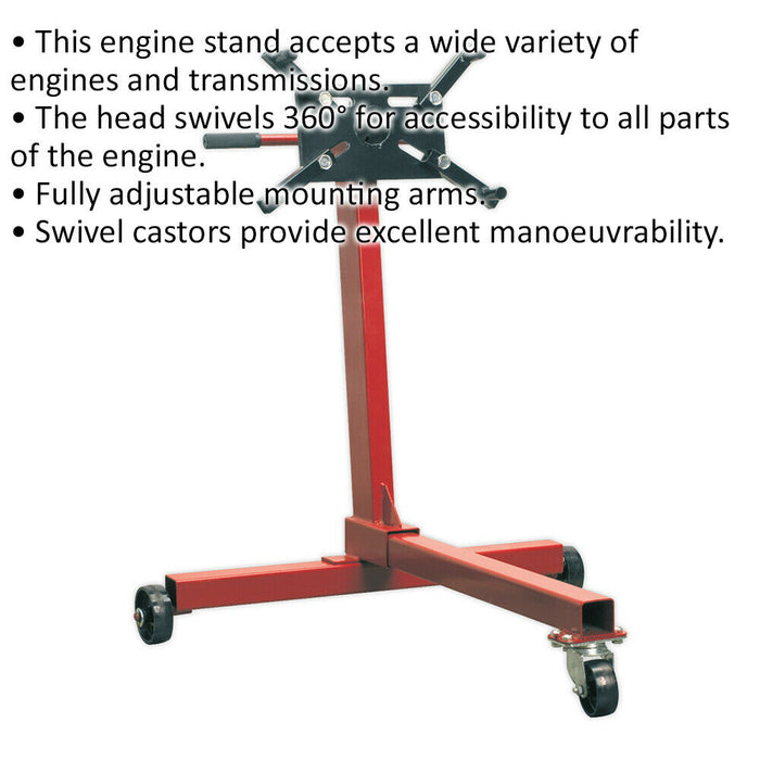 350kg Rotating Engine Stand - Fully Adjustable Mounting Arms - Swivel Castors Loops