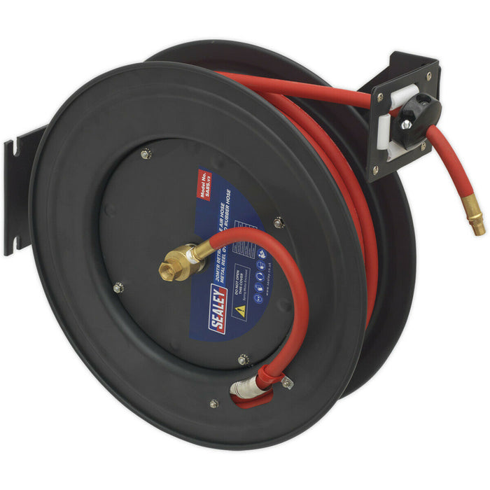 20m Retractable Air Hose - Steel Reel - 3/8" BSP Inlet - 10mm Rubber Hose Loops