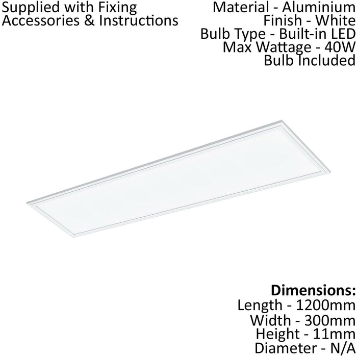 2 PACK Flush Ceiling Panel Light White Rectangle Tile 40W Built in LED 4000K Loops