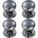 4x Round Victorian Cupboard Door Knob 32mm Dia Polished Chrome Cabinet Handle Loops