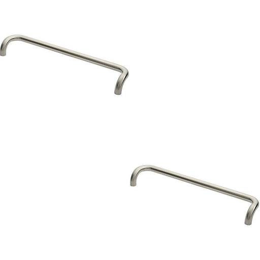 2x Cranked Pull Handle 630 x 30mm 600mm Fixing Centres Satin Stainless Steel Loops