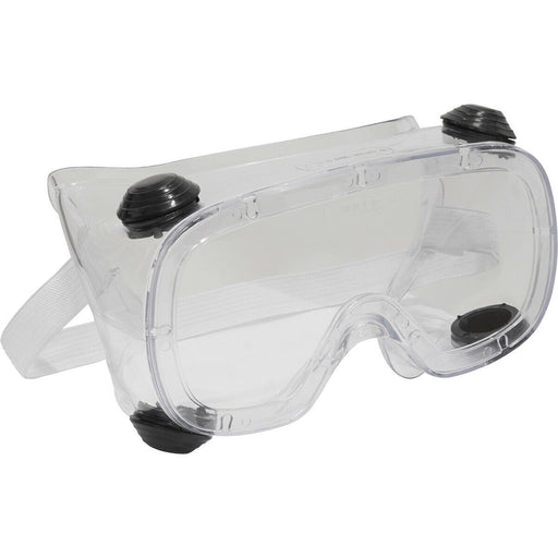 Clear Standard Goggles - Polycarbonate Safety Lens - Indirect Ventilation Loops