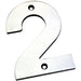100mm Front Door Numerals '2' 81mm Fixing Centres Bright Stainless Steel Loops