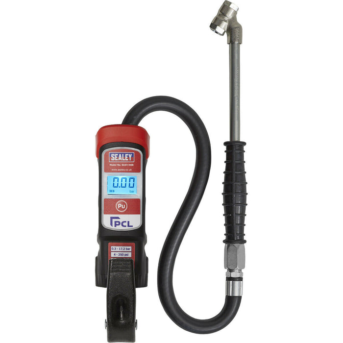 PRO Anodised Tyre Inflator - Twin Push-On Connector 240mm Long Reach Arm Gauge Loops