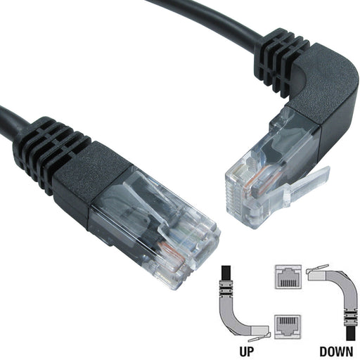 3m CAT5e RJ45 Ethernet Patch Cable Lead Upward Facing Right Angled to Straight Loops