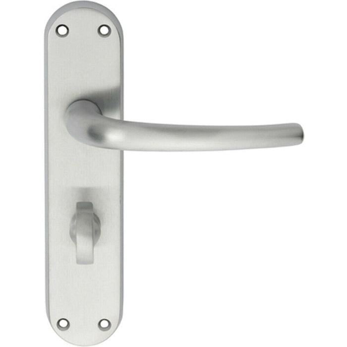 Door Handle & Bathroom Lock Pack Satin Chrome Modern Round Bar Lever Backplate Loops