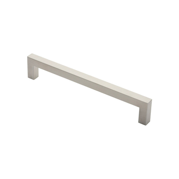Square Mitred Door Pull Handle 319 x 19mm 300mm Fixing Centres Satin Steel Loops