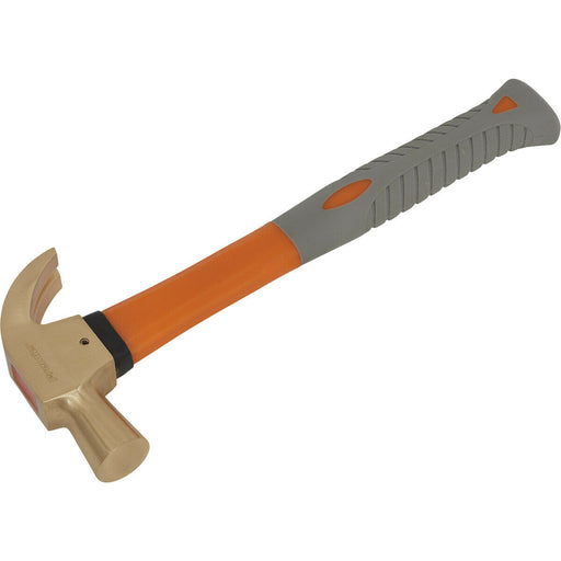 16oz Non-Sparking Claw Hammer - Fibre Glass Shaft - Shock Absorbing Grip Loops