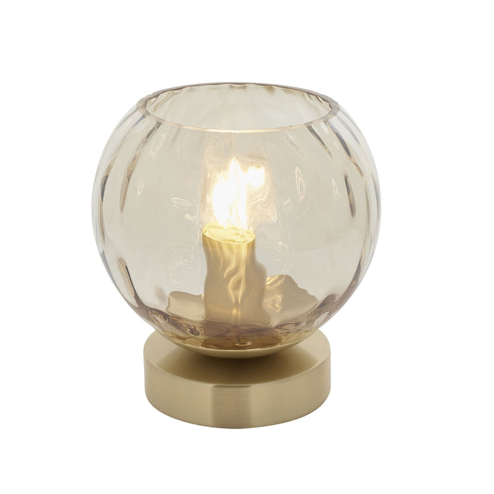 Table Lamp - Satin Brass Plate & Champagne Lustre Glass - 25W E14 golf Loops