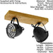 Adjustable 2 Bulb Ceiling Spotlight Wood & Black Shade 40W E27 Kitchen Island Loops