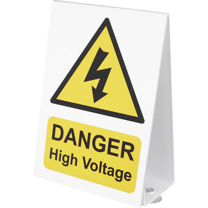 High Voltage Vehicle Warning Sign - Suction Cups on Base - Double Sided Loops